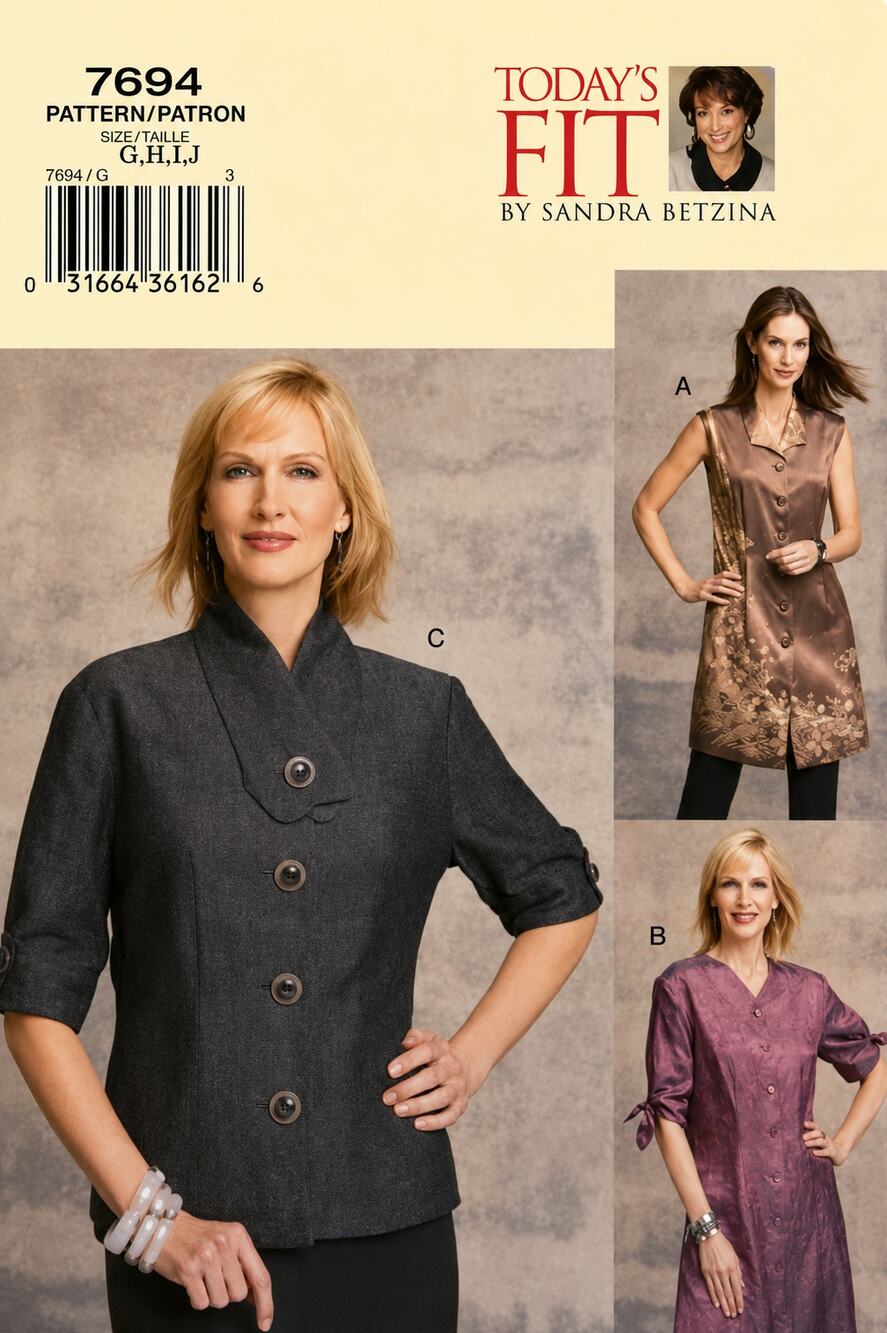 Vogue Tunic Blouse Today's Fit Petite DEF Med Lge Designer Pattern 7694 Uncut